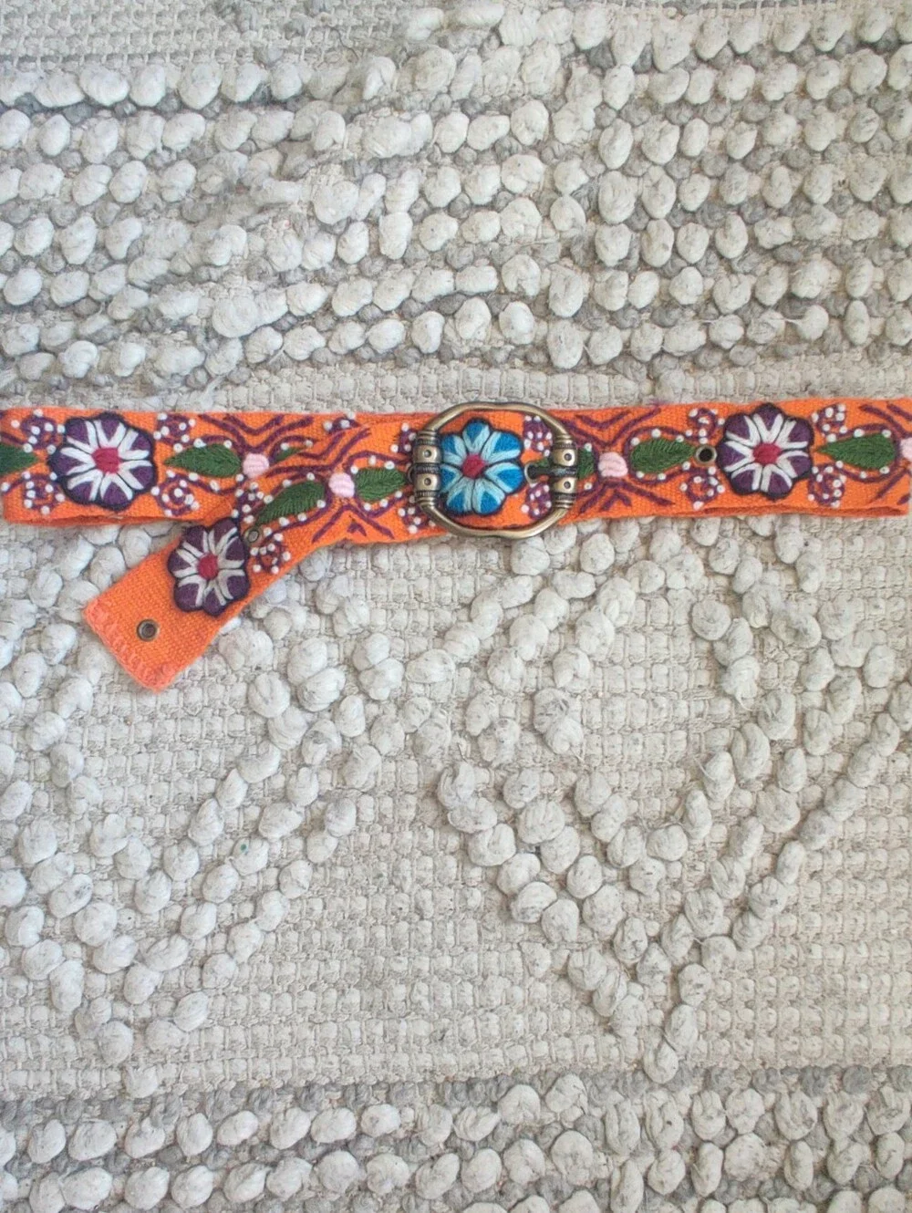 Orange Floral Embroidered Belt Fits Sizes 0-6